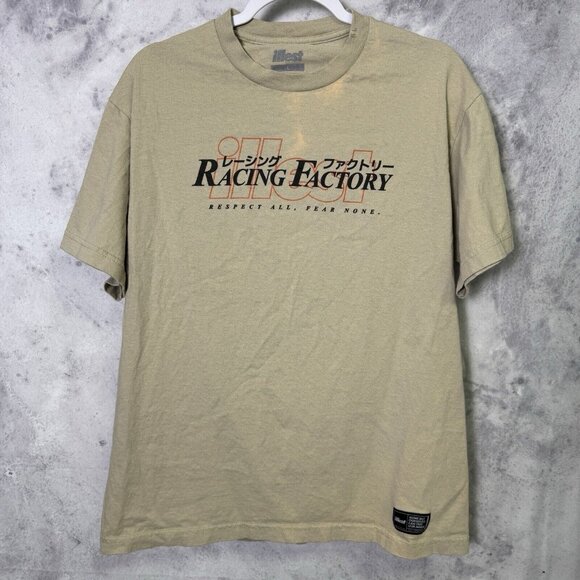 Illest Racing Factory T Shirt Mens Large Tan Short Sleeve Japanese Streetwear - Picture 1 of 9